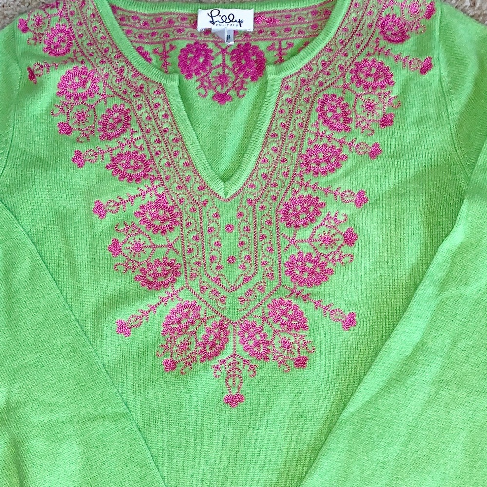 Lilly Pulitzer cashmere sweater XS pink green